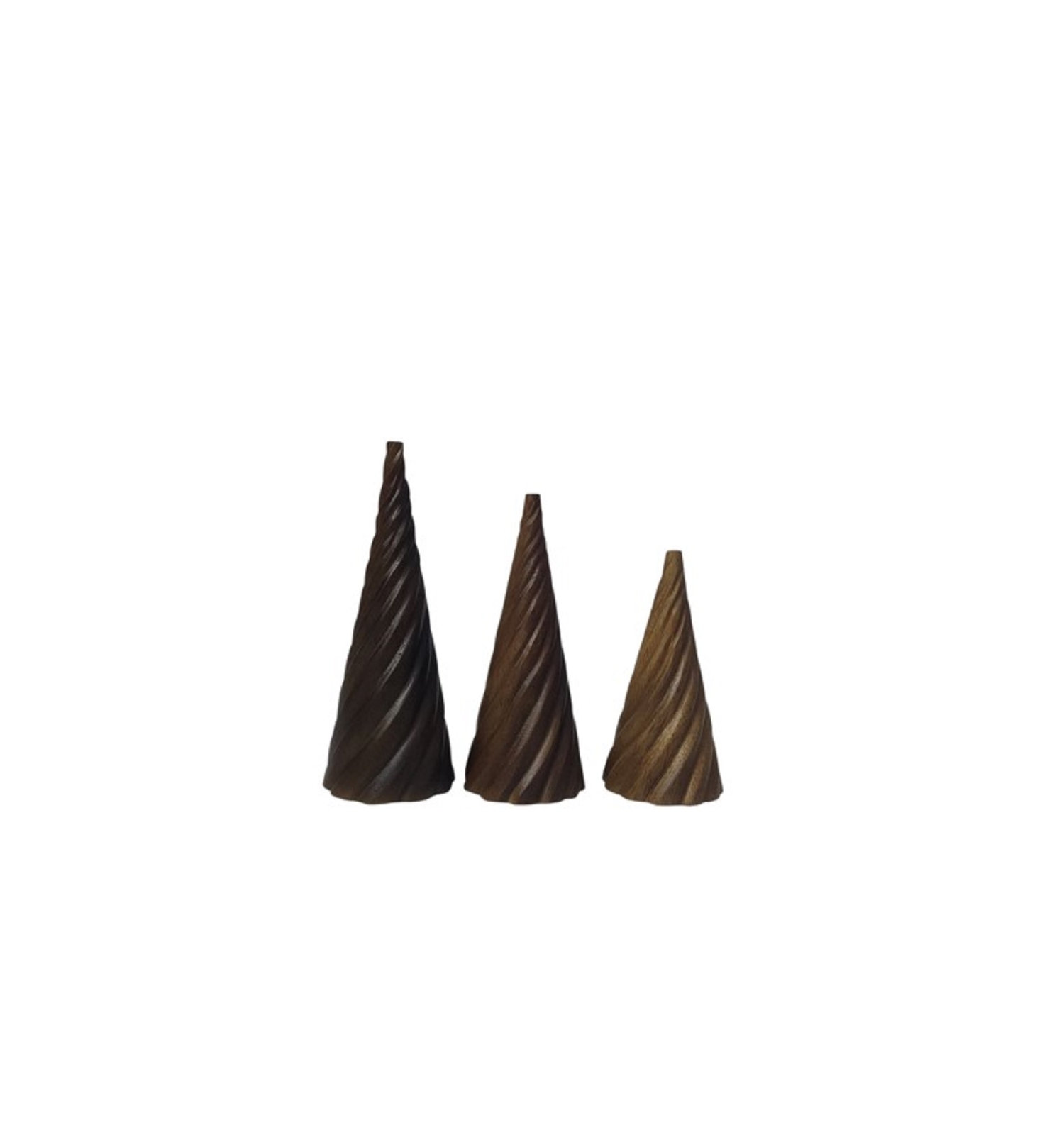 Christmas Tree with Wavy Pattern , 6.99" H x 5.61" W x 5.61" D, Dark Walnut