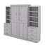 Lit escamotable double avec tablettes et tiroirs de rangement