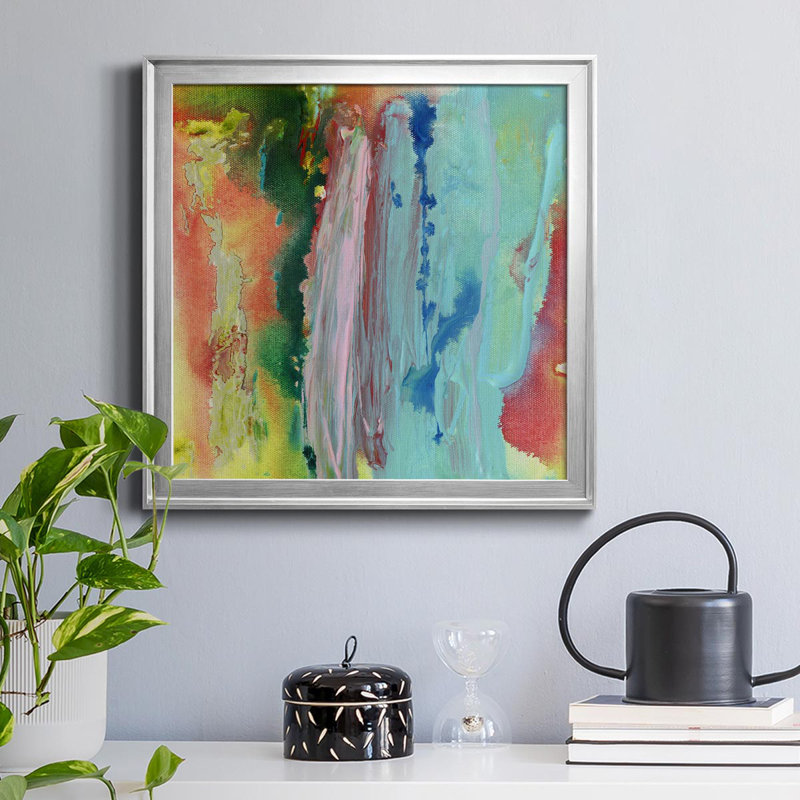 Long Lake I - peinture sur toile encadrée, Cadre argenté, H 26,5 po x l 26,5 po x P 1,5 po