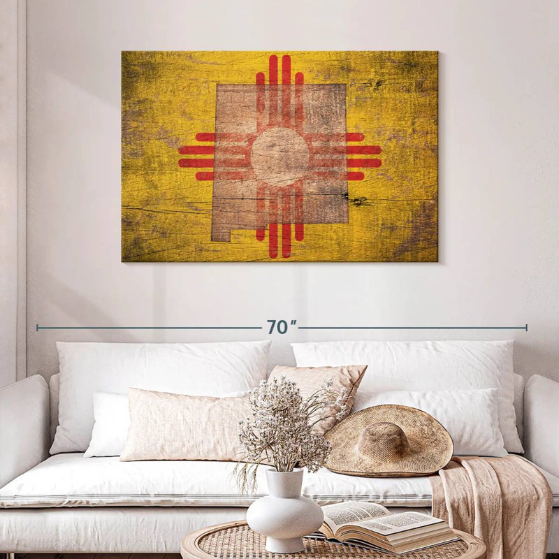 Borges State Map Over New Mexico Flag, 30" H x 45" W