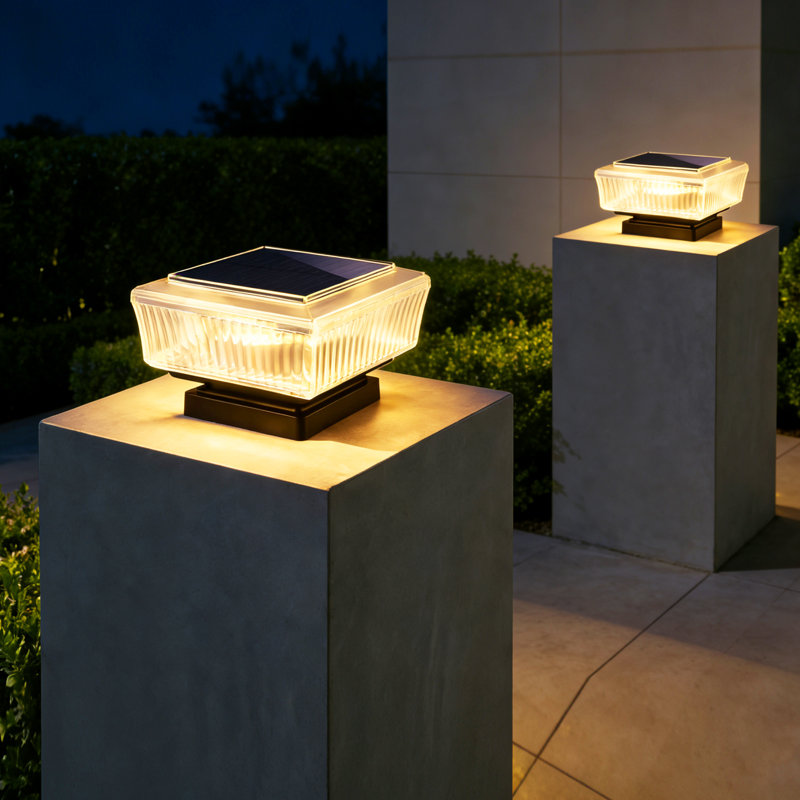 Greatsun 4-Piece Solar Outdoor LED Column Cap Lights, 2-in-1 Post Cap & Ground Plug Lights, IP65 Waterproof, Easy Installation, Long Lasting Battery, Ideal for Garden, Patio, Balcony, Pathway and Yard Decor