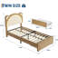 Structure de lit simple tapissier avec tête de lit à DEL, aucun sommier requis, supports en métal silencieux, assemblage facile, brun-127994161-127994160