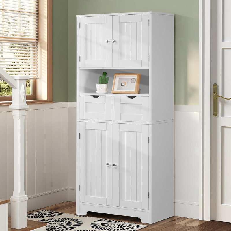 Armoire de salle de bain 43 po H, armoire de rangement avec tablette réglable et 2 tiroirs, armoires de salle de bain