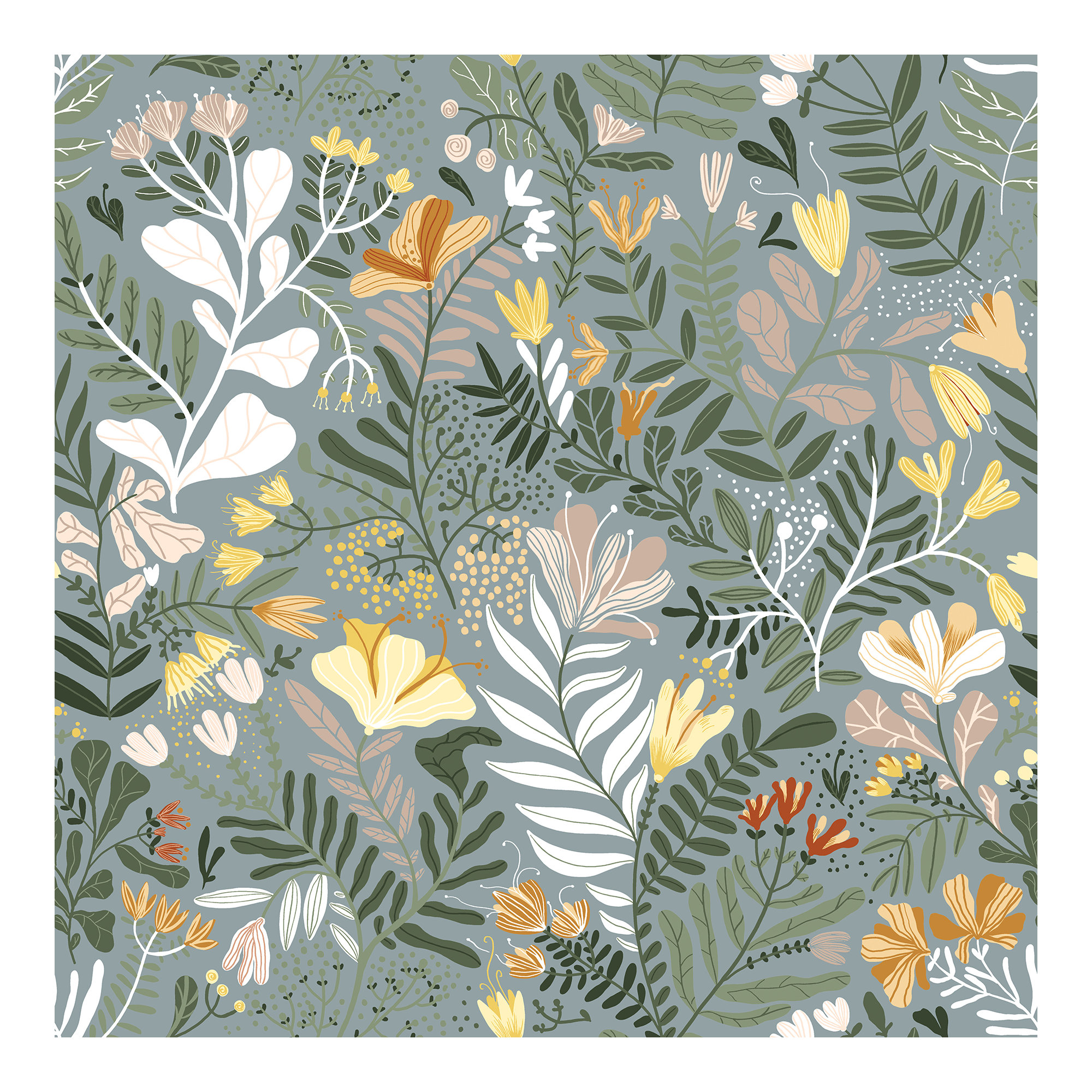 Kathryn Wallpaper, Green/Yellow/Cream