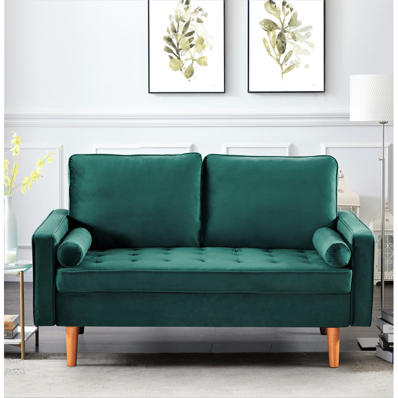 Geniece 57.8'' Velvet Loveseat, Green