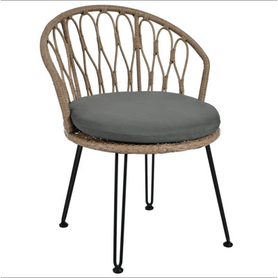 Ensemble de loisirs d'extérieur, 2 chaises simples en rotin avec une table ronde en verre, idéales pour les patios, les balcons et les cours