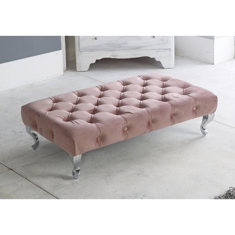 Fallon 97cm Wide Velvet Tufted Rectangle Solid Colour Ottoman, Turmeric