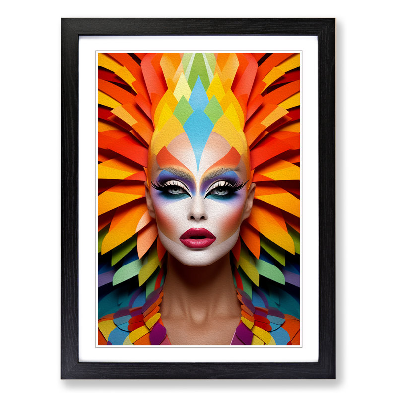 Drag Queen Colour Field - Single Picture Frame Print on Wood, Black Framed, 64cm H x 46cm W