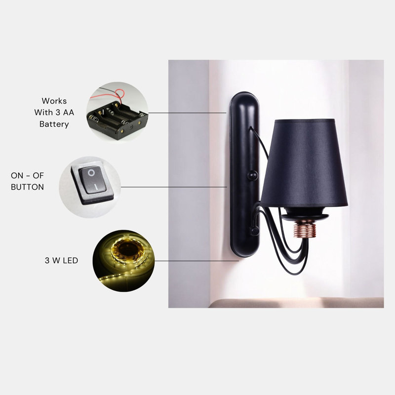 Robbin LED Wall Light, Black, Black