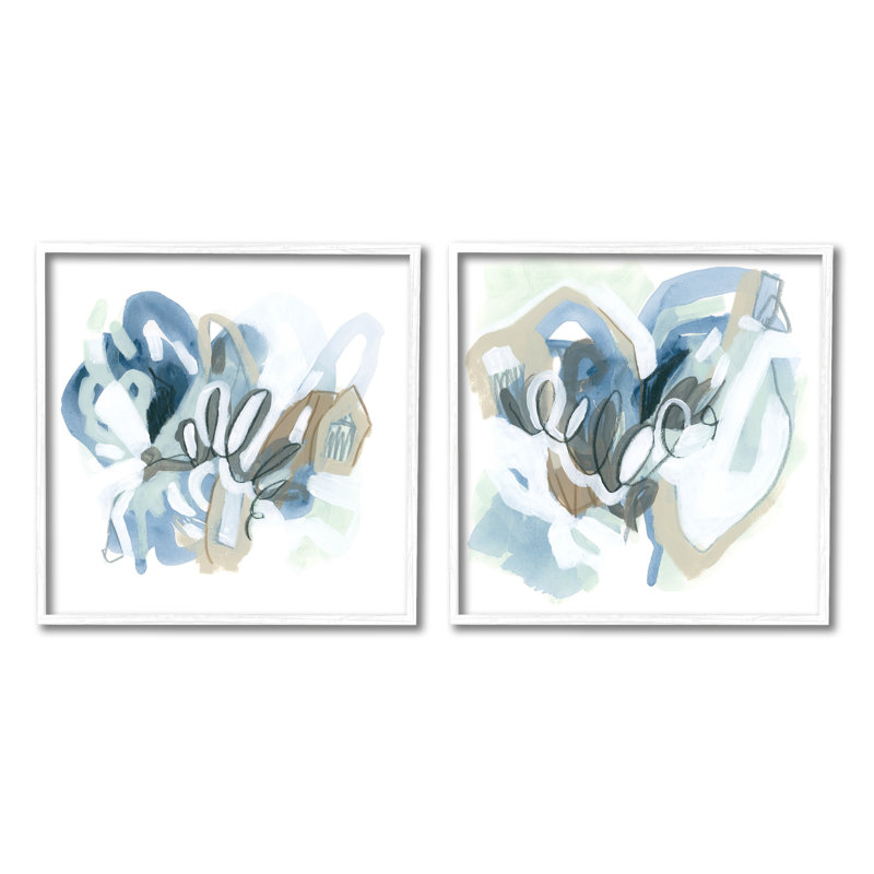 Contemporary Contemporary Squiggle Composition par June Erica Vess - Ensemble de 2 peintures sur bois