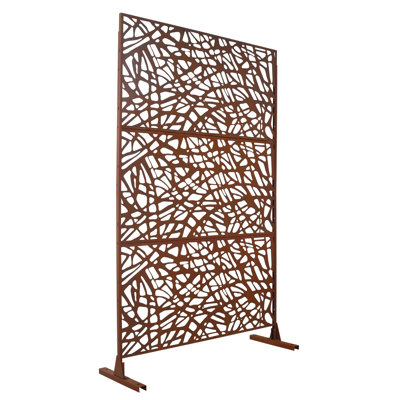 76" H x 48" W Metal Privacy Screen Panel for Indoor and Outdoor Use, Rust Red Finish