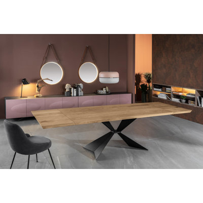 Dahndray Extendable Oak Metal Base Dining Table