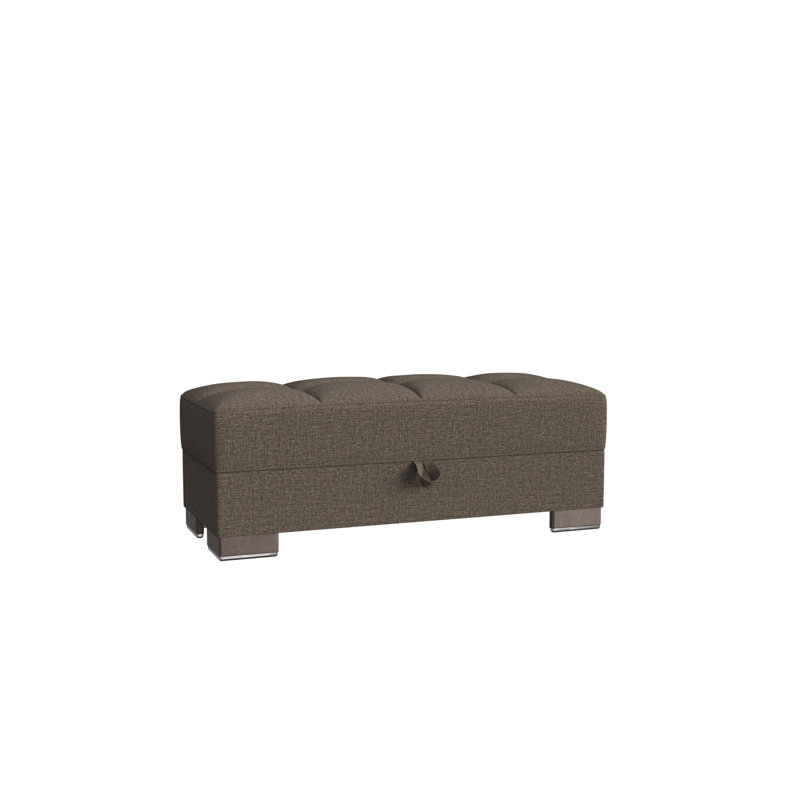 PrimeNest SkyHaven Collection Upholstered Ottoman with Storage, Brown Polyester