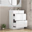 Ensemble de meuble-lavabo 24 po avec lavabo, meuble-lavabo à 2 tiroirs, armoire de salle de bain autoportante à assemblage rapide, système de fermeture en douceur, cuve en céramique à bords épais unique, conception sans poignée, blanc brillant