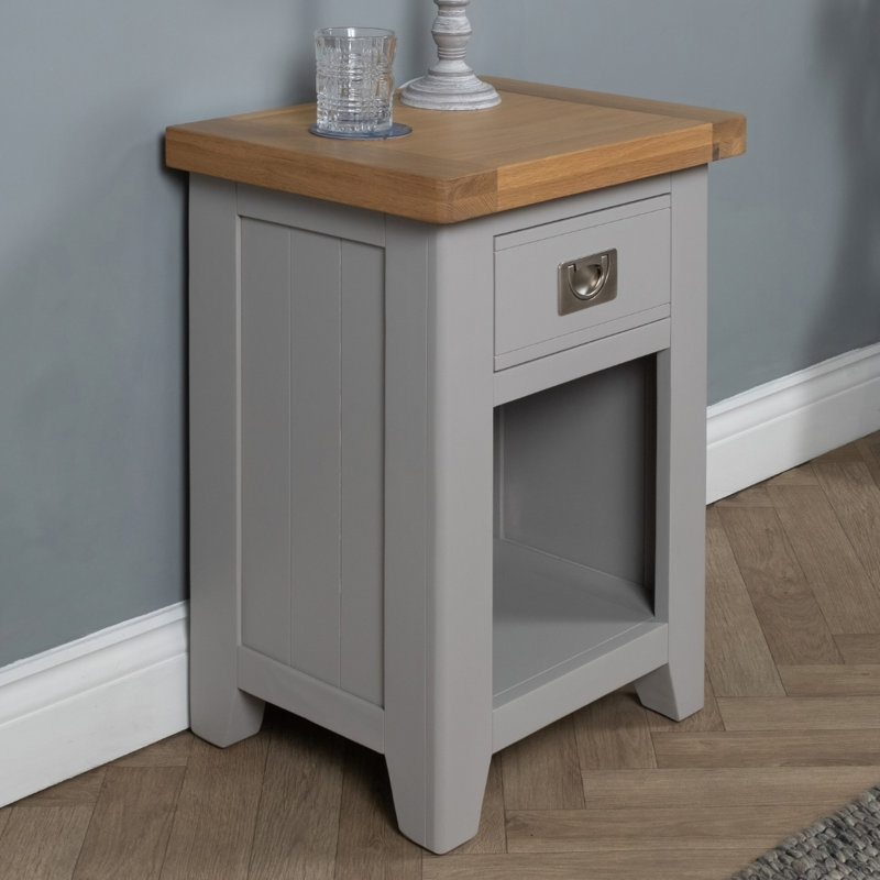 Altti 47cm W Solid Wood Bedside Table, Grey