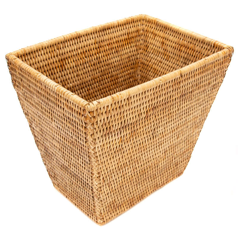 Panier à déchets en rotin Kana, Brun miel