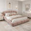 Élégante base de lit tapissier en chenille élégante, tête de lit épaisse incurvée et pied de lit enveloppé, lit de plancher à profil bas, aucun sommier requis, assemblage facile-790467985-790467987