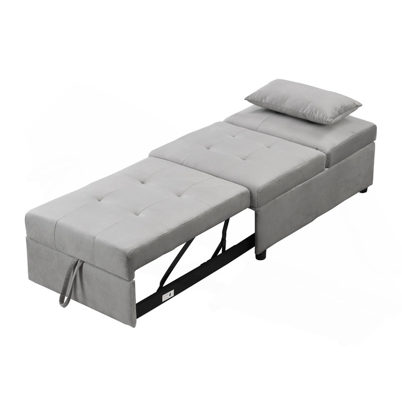 Folding Ottoman Sofa Bed Gray