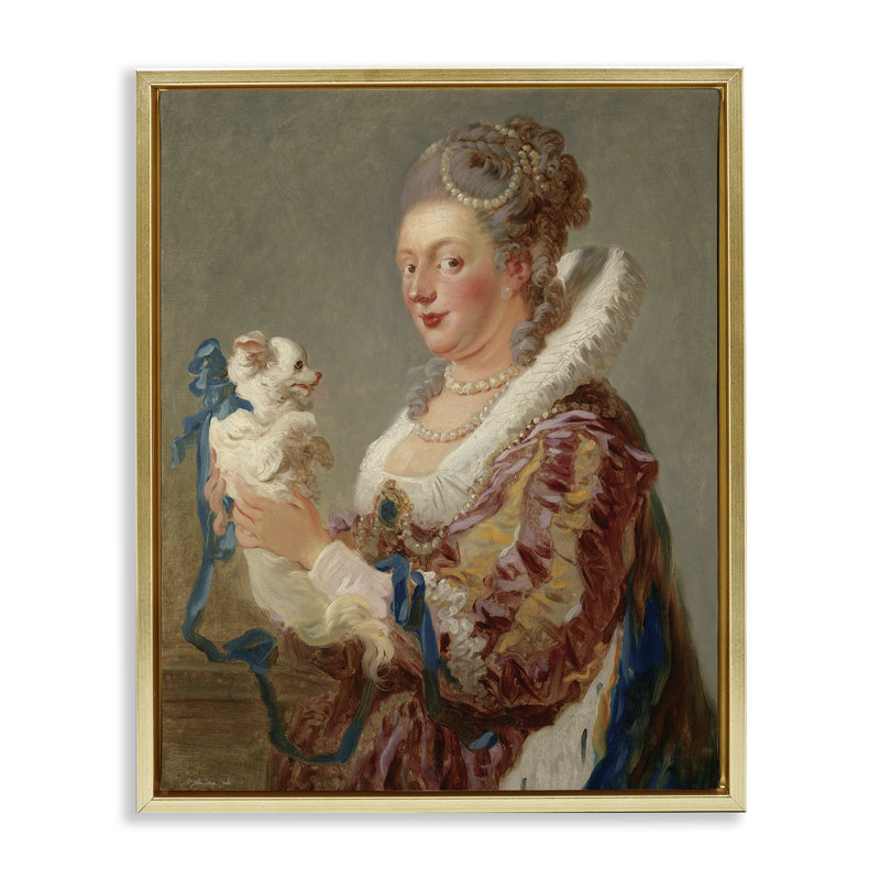 «Victorian Lady & Her Dog», art mural encadré sur toile flottante, design par Stellar Design Studio, H 31 po x l 25 po