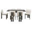 Ensemble de table de salle à manger rétro 7 pièces pour 6 personnes, ensemble de table de salle à manger en bois pour 6 personnes avec chaises rembourrées et base à tréteaux conçue pour la cuisine et la salle à manger