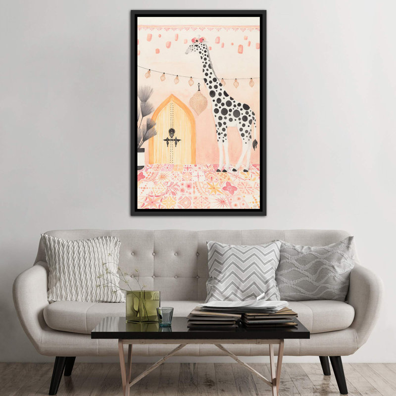 Girafe au Maroc, art encadré, H 60 po x l 40po x P 1,5 po, Toile avec cadre noir
