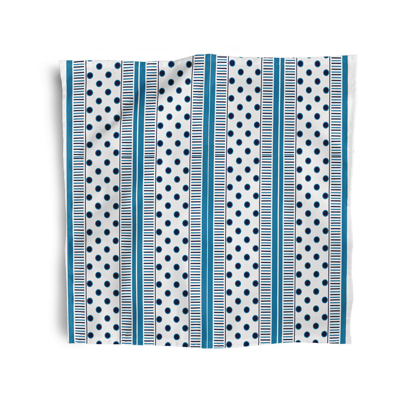 Larnce Polyester Striped Square Napkin, Blue