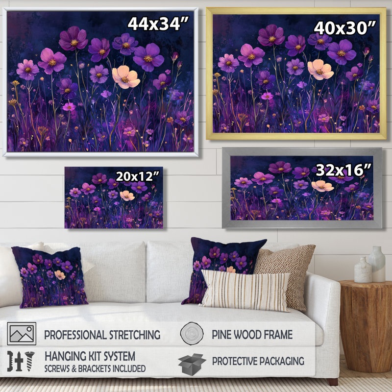 Art mural sur toile Insco Wildflower, H 12 po x l 20 po, Impression encadrée flottante, Blanc