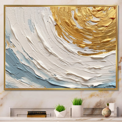 Art sur toile, spirales abstraites dorées et bleues II
