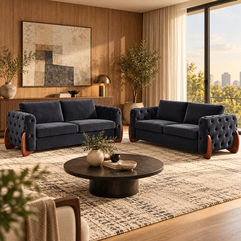 Canapé en velours Woodbine, Beige
