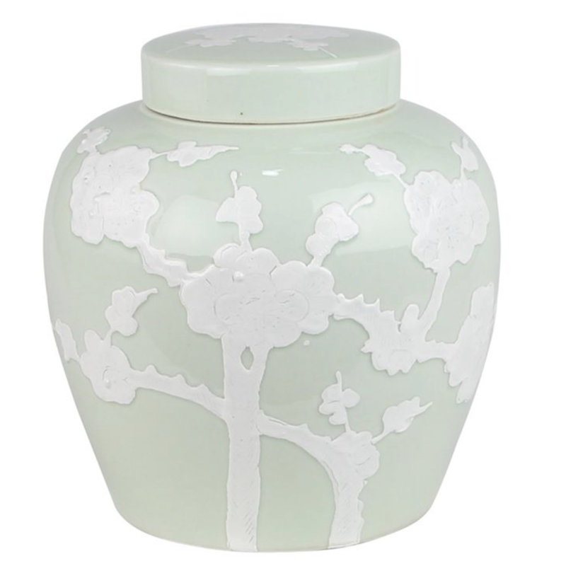 Farahn Handcrafted Porcelain China Jar, Green