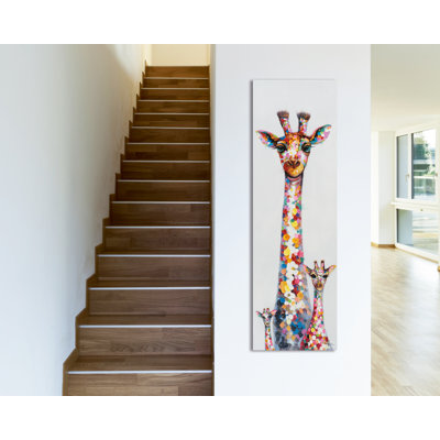 Bunte Giraffenfamilie - No Frame Panoramic Painting on Canvas