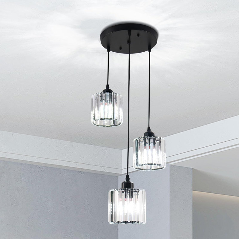 Lustre suspendu moderne en cristal avec lumières suspendues réglables pour îlot de cuisine, salle à manger, salon et entrée