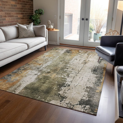 Fyerra Olive Washable Indoor-Outdoor Rug - 