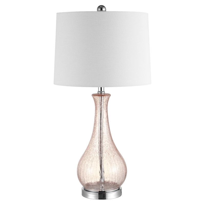 Glass Table Lamp, Light Blush Crackle