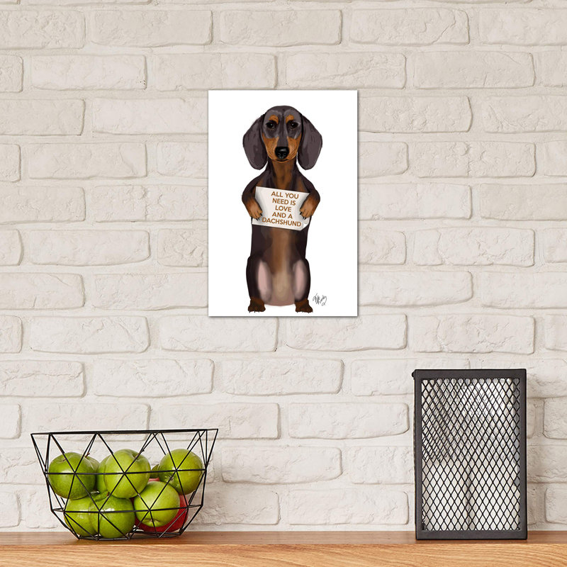 Dachshund by Fab Funky - Wrapped Canvas Print, 30.48cm H x 20.32cm W x 1.91cm D
