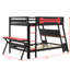 Lit double superposé multifonctionnel, bureau double intégré, ports USB et rangement perforé-630697243