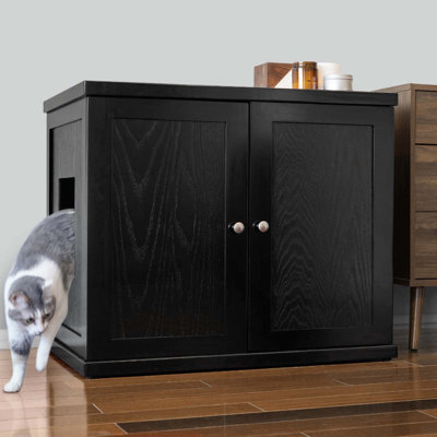 The Refined Feline Refined Deluxe Cat Litter Box, Ebony, X-large