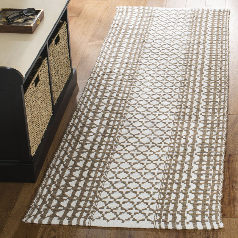 Tapis en coton tissé à la main Amaral, Tapis de couloir 2 pi 3 po x 7 pi