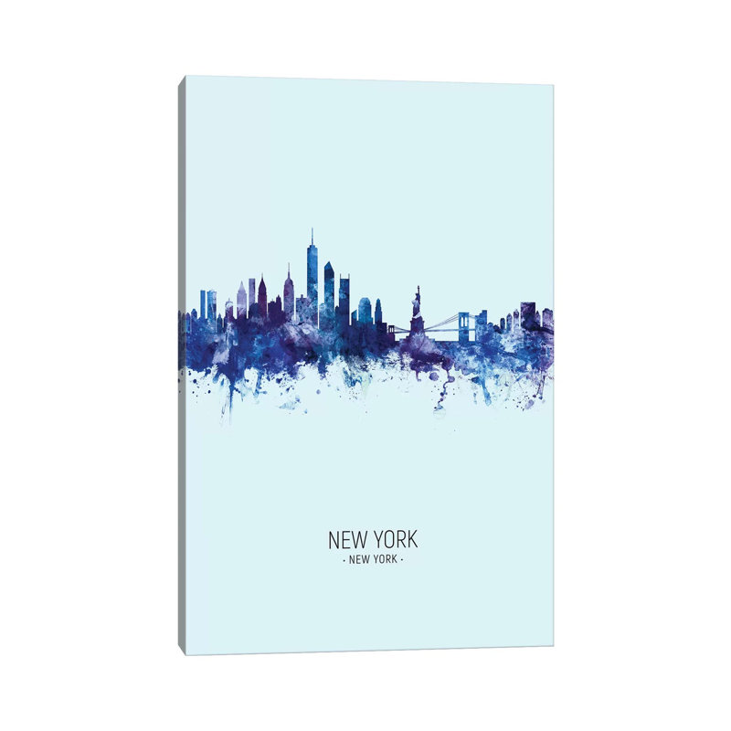 New York Skyline Portrait Dark Blue by Michael Tompsett - Wrapped Canvas Gallery-Wrapped Canvas Giclée