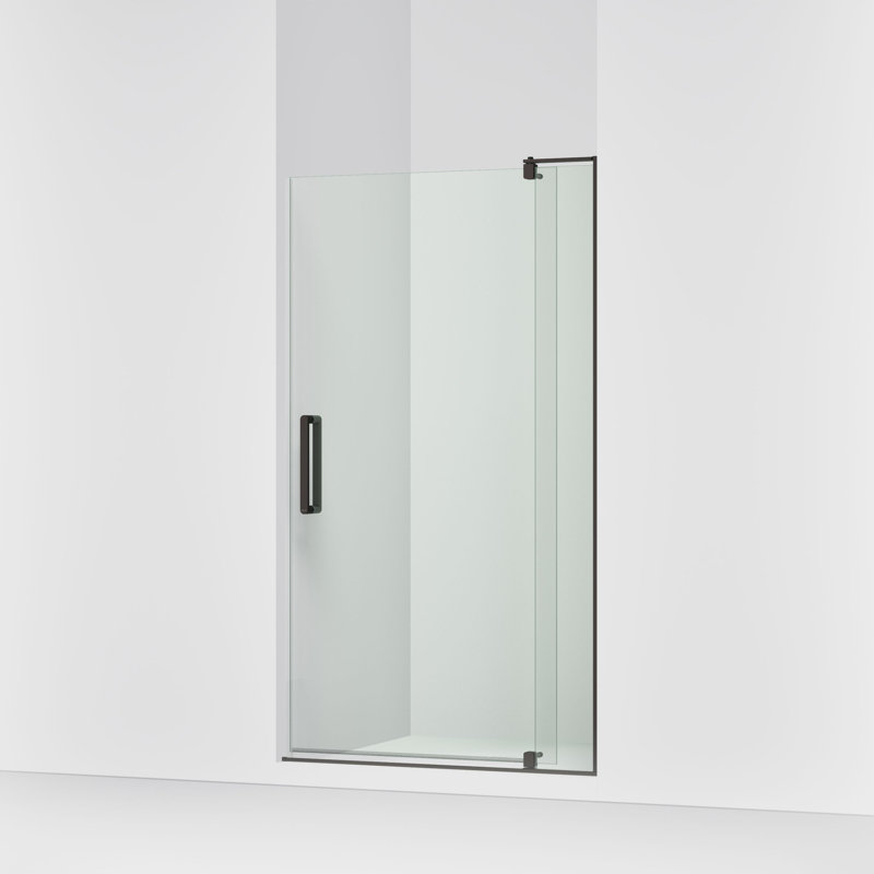 Revel 44'' x 70'' Pivot Shower Door with CleanCoat Technology, Anodized Dark Bronze, Crystal Clear