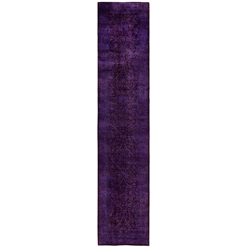 Overdyed One-of-a-Kind 2' 7" X 12' 9" Hand Knotted Area Rug