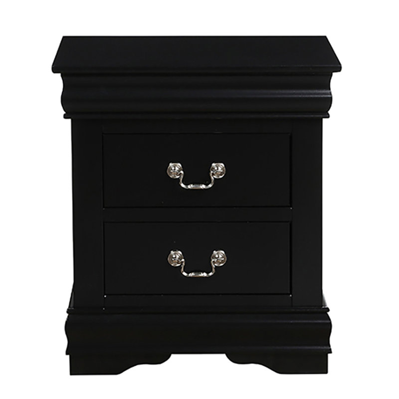 Table de chevet noire à 2 tiroirs, Black