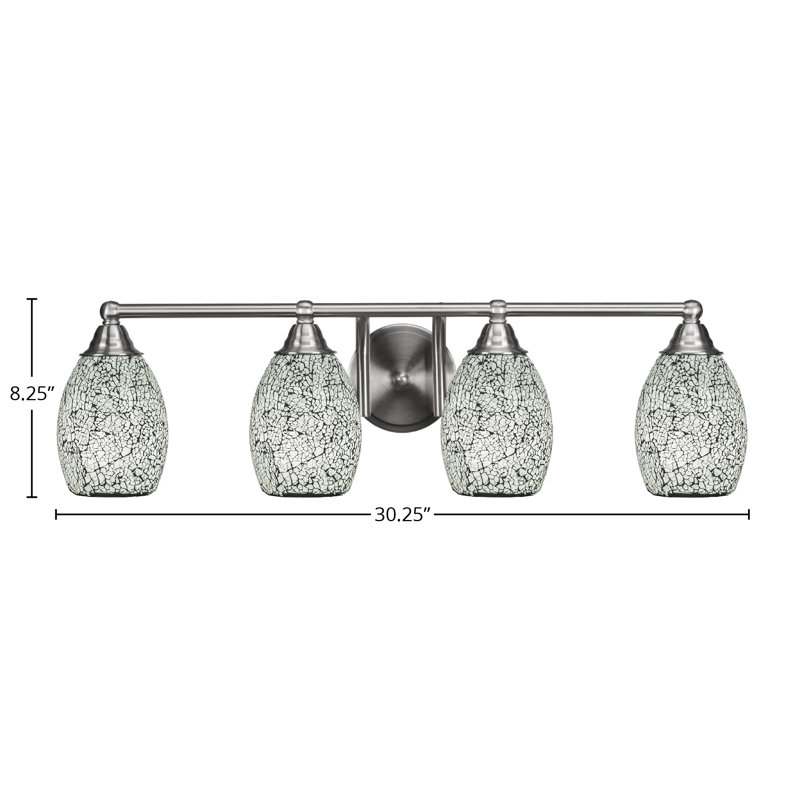 Barre d'éclairage de salle de bain 4 lumières Michell, Nickel brossé