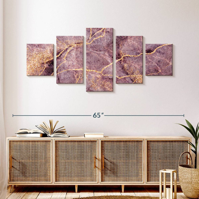 Lilac Gold Marble Glasco, H 24 po x l 55 po