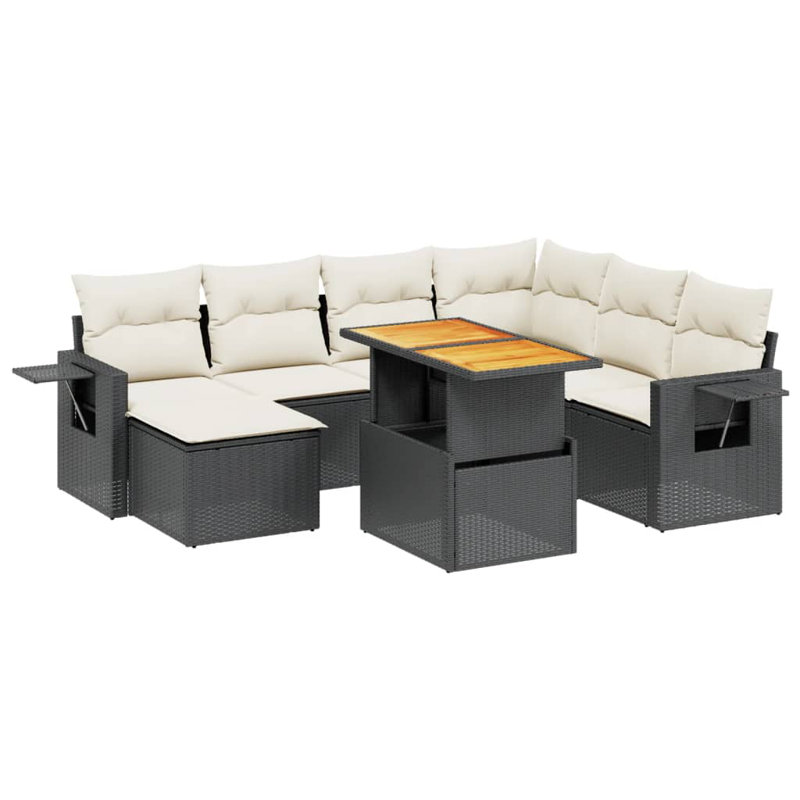 Vidaxl Garden Sofa Set Black, Cream White