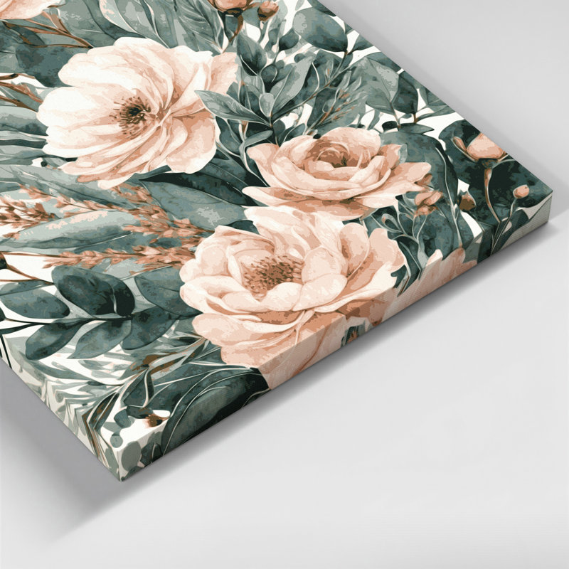 Aquarelle, art floral sur toile beige
