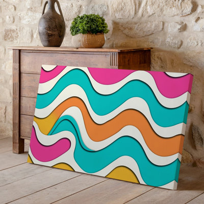 Canvas Create A Vibrant Abstract Pattern Featuring Wavy Lines In A Wall Art Playful Arrangement The Lines Should Alternate In Bright Canvas Wall Art