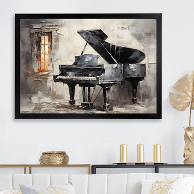 Gris, mélodie mélancolique - Piano, art mural, salon