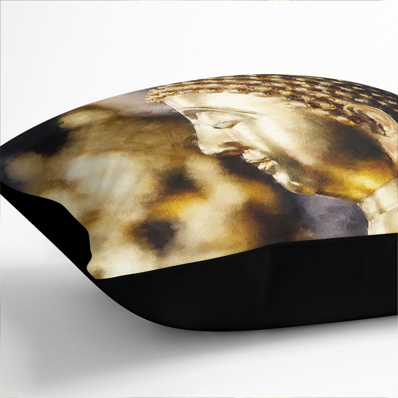 Buddha Statue Vol.5 Painting Square Throw Cushion, 55cm H x 55cm W x 20cm D, Black