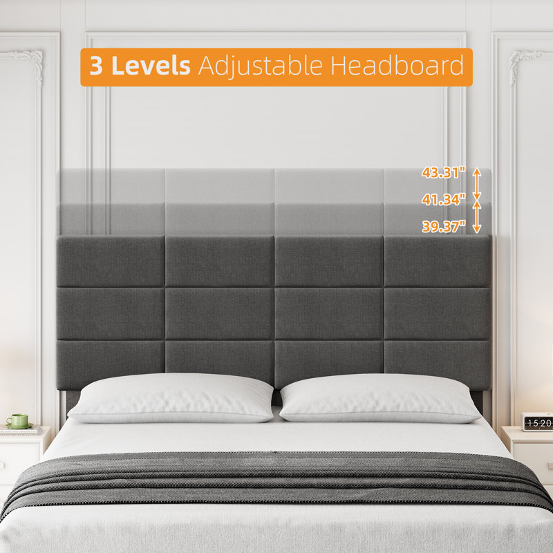 Bed Frame, FULL, Light gray